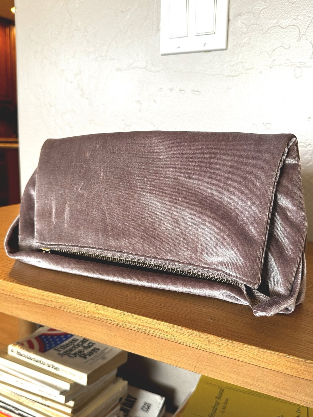 Ann Taylor lavender velvet fold over clutch